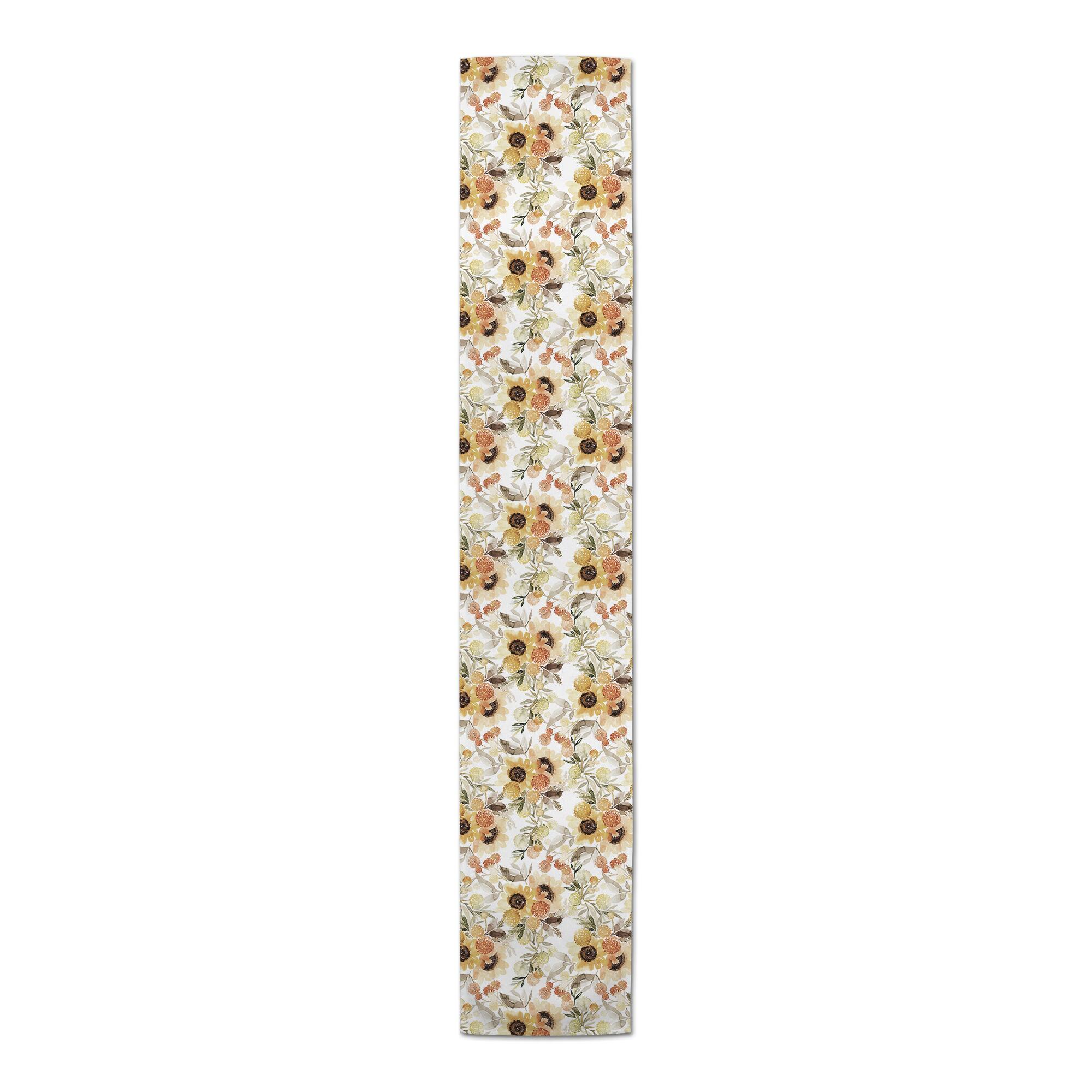 72" Fall Sunflowers Poly Twill Table Runner